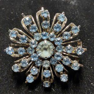 Vintage Blue Rhinestone Brooch